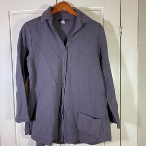 F.H. Clothing Co Womens Small Cotton Knit Button Cardigan Purple Made USA Jacket